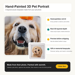 Custom 3D Layered Pet Portrait | Hand-Painted Acrylic Pet Memorial Gift from Photo